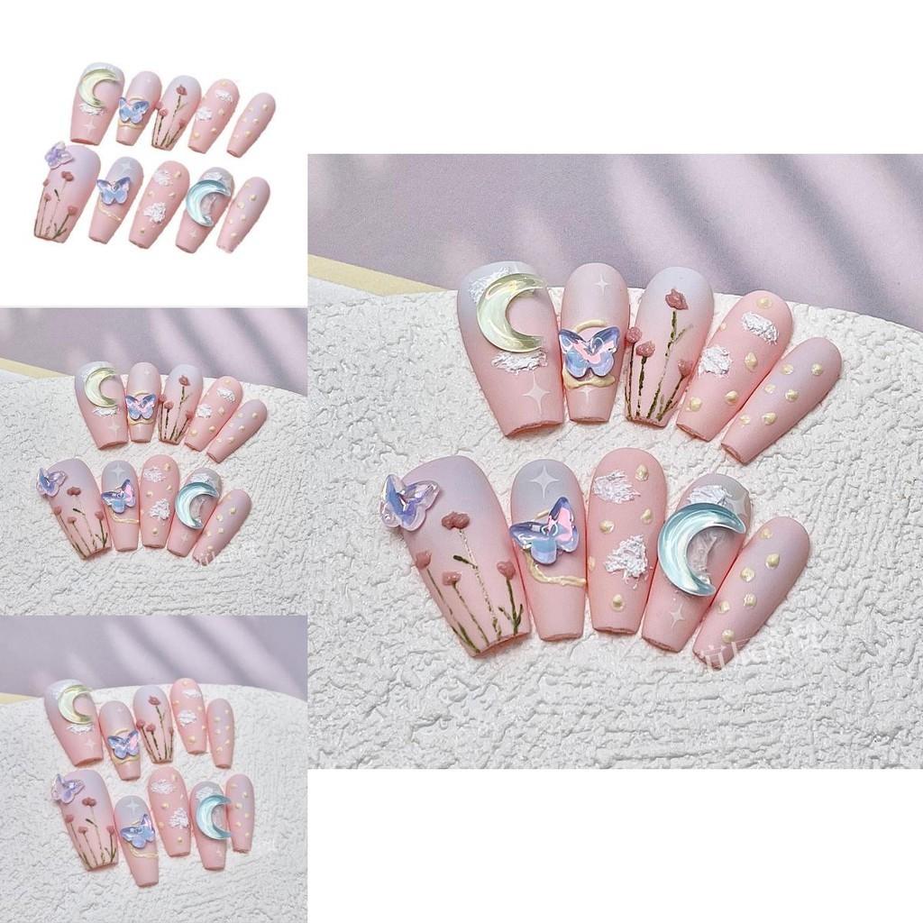 Unique Pink Dream Island Wearable Armor Nail Art Stickers Handcrafted Phototherapy Cute Sweet Fresh Minimalistic Love Heart Pattern