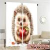2pcs   2D FLAT PRINTING Curtains (Without Rod) Hedgehog Apple Chic Curtains&Window Treatment Versatile Polyester Fabric Curtains