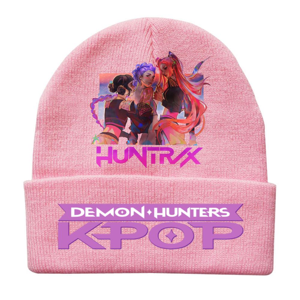 Kpop Demon Hunters Children Knit Beanie Cute And Charming Cartoon Printed Warm Cap Designed for Girls Fall Season Cold Season Outdoor Sports Birth