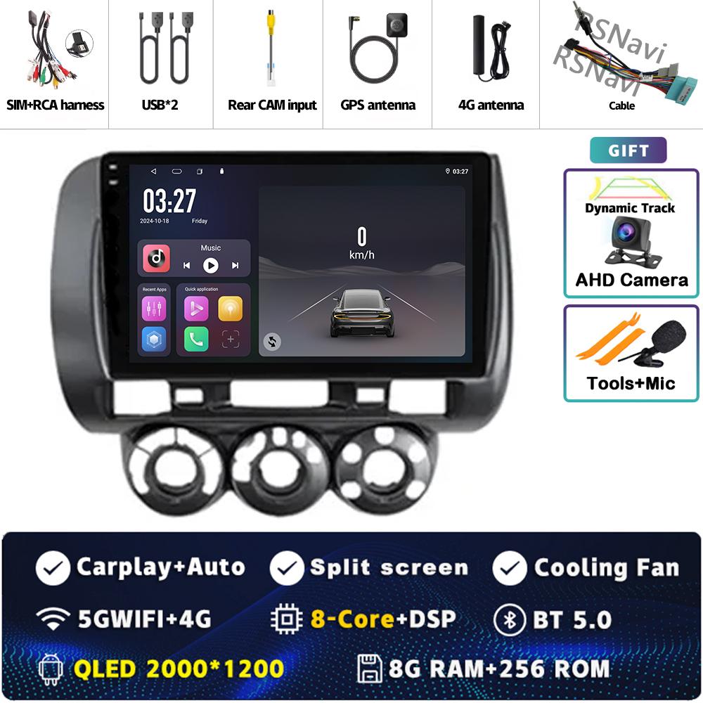 Android 14 Carplay Car Radio For Honda Fit Jazz City 2002 2003 2004 - 2007 Multimedia Video Player Navigation GPS Stereo 2Din BT