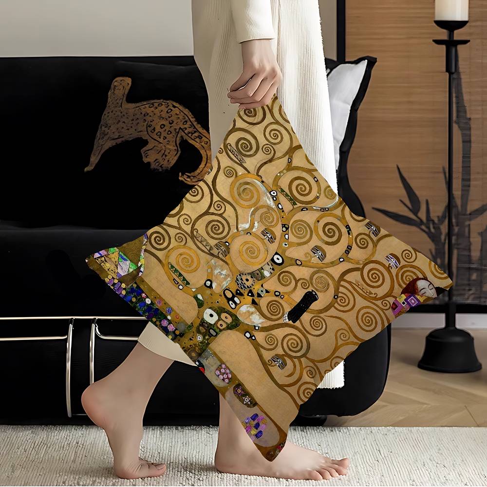 The Kiss Gustav Klimt Painting Cushion Cover Inches Farmhouse Decor Home Throw Pillow Covers For Couch Decorations