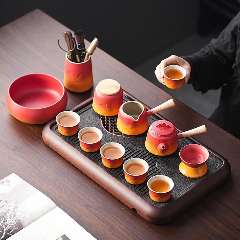 Ceramic gradual change tea set portable express cup car outdoor tea kung fu tea set holiday gift
