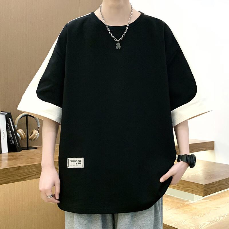 JIAOXIU Men s Casual 3D Print Patchwork Short-Sleeve T-Shirt M