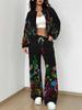 Retro Pattern Autumn And Winter New European And American Women'S Clothing Rose Printing Suit Women