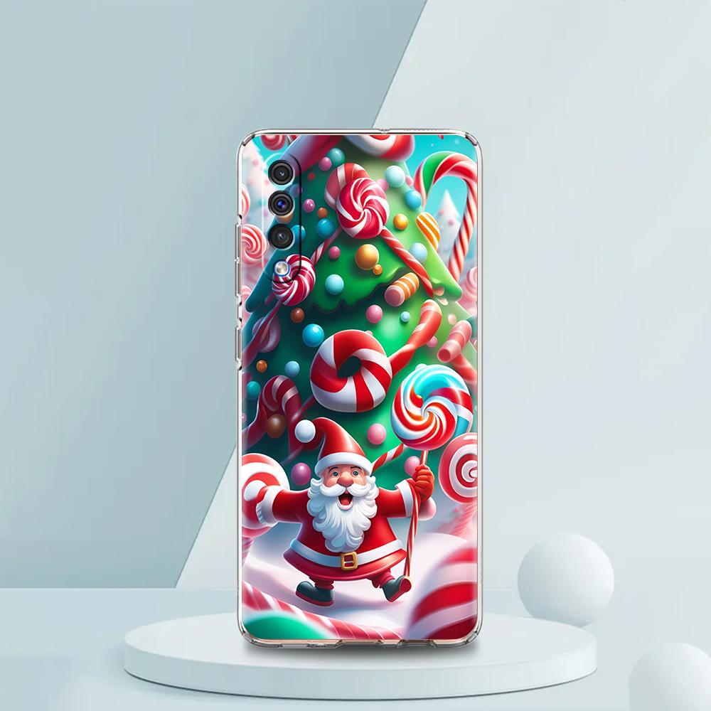Transparent Phone Case for Samsung Galaxy A16 A14 A12 A22 A24 A42 A06 A30 A40 Soft TPU Cover Christmas Christmas Tree Pattern