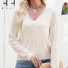 Amazon Japan and South Korea hot-selling knitted jacket women's spring and autumn cardigan v-neck solid color long-sleeved commuter women's new top