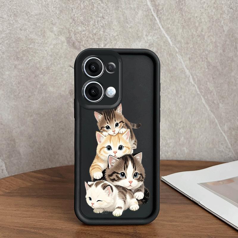Cute stacked kitten phone case suitable for iPhone 17 16 15 14 13 12 11 Pro/Max/Plus anti drop and shockproof back cover