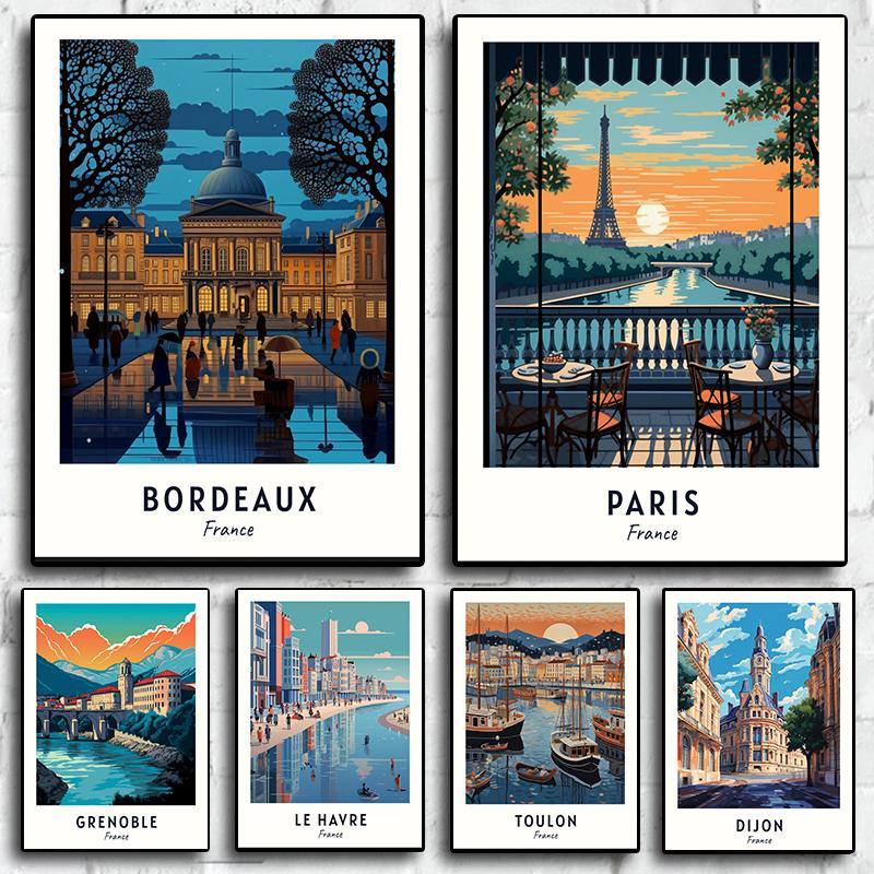 

Nordic Vintage Resort and Travel City, Париж, Франция Комната туристических плакатов Картина маслом