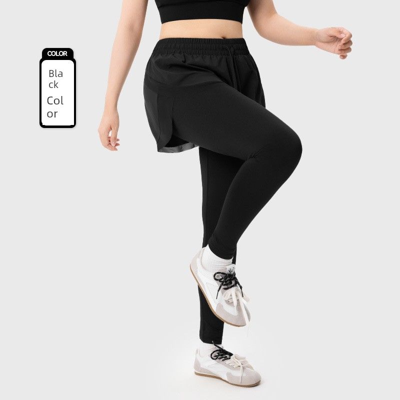 

Lu Same High Strength Sports Pants Female Plus Size Ladies plus Size Fake Two Pieces Slimming and Tight Pants Fashion Tape Yoga Pants Positive Black XXXL
