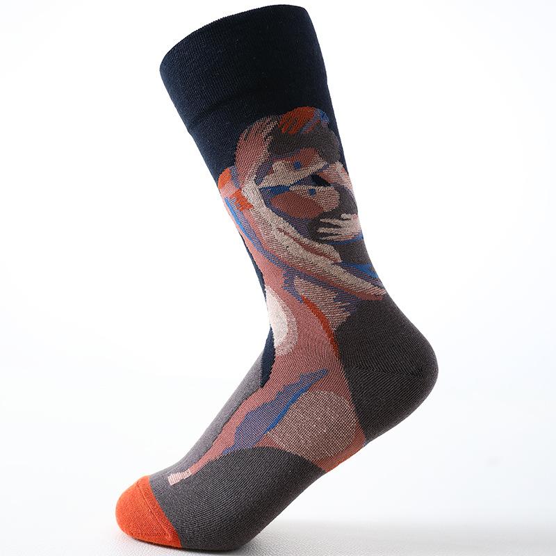 Coton peigné nouveau phare rétro chaussettes de marée japonaises hommes et femmes chaussettes mi-mollet brodées