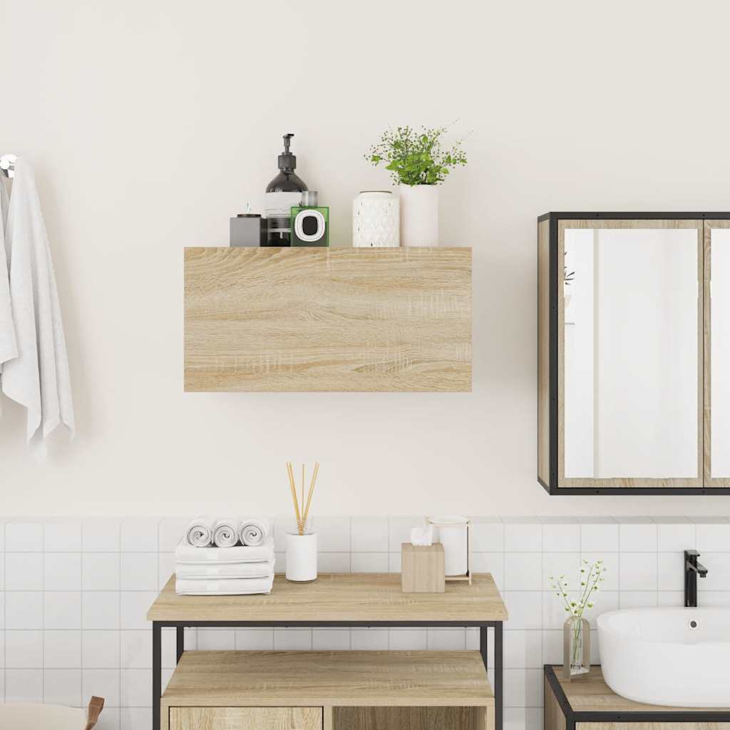 Badezimmer-Wandschrank Sonoma Eiche Optik 60 x 25 x 30 cm Spanplatte