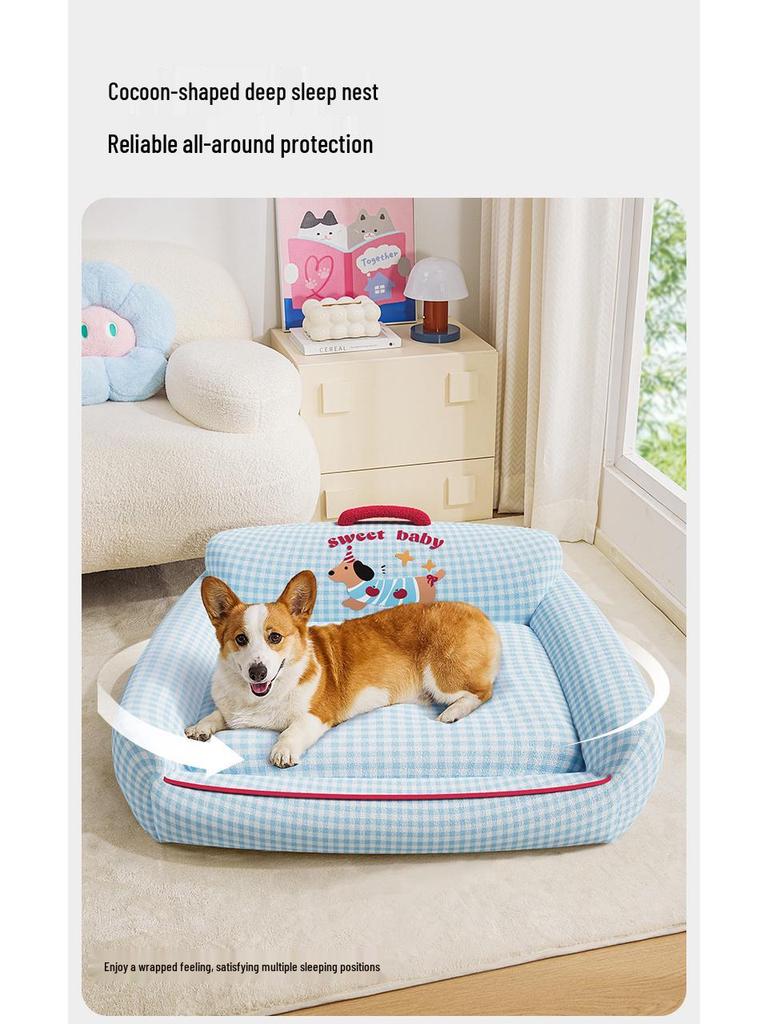 All-Season Washable Dog Bed & Cat Mat - Bichon Sofa Style