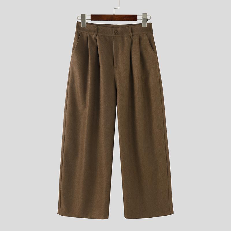 

INCERUN Осенние мужские брюки с молнией на талии, повседневные, мешковатые, с широкими штанинами, длинные 2XL коричневый