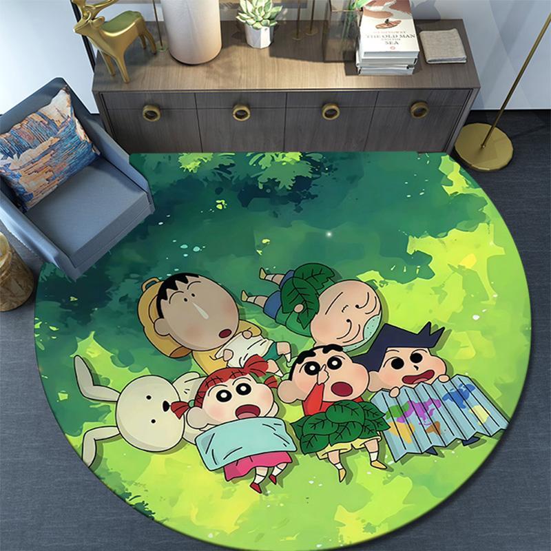 Crayon Shin‑chan2 Round Area Rug,Carpet Rug for Living Room Bedroom Sofa Playroom Decor,Non-slip Floor Mat