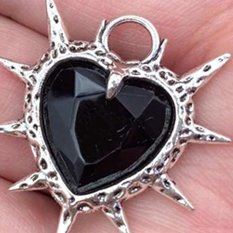 Elegant Heart Shaped Rhinestones Earrings And Necklace Pendant Set Alloy Jewelry Craft Findings Punk Accessories