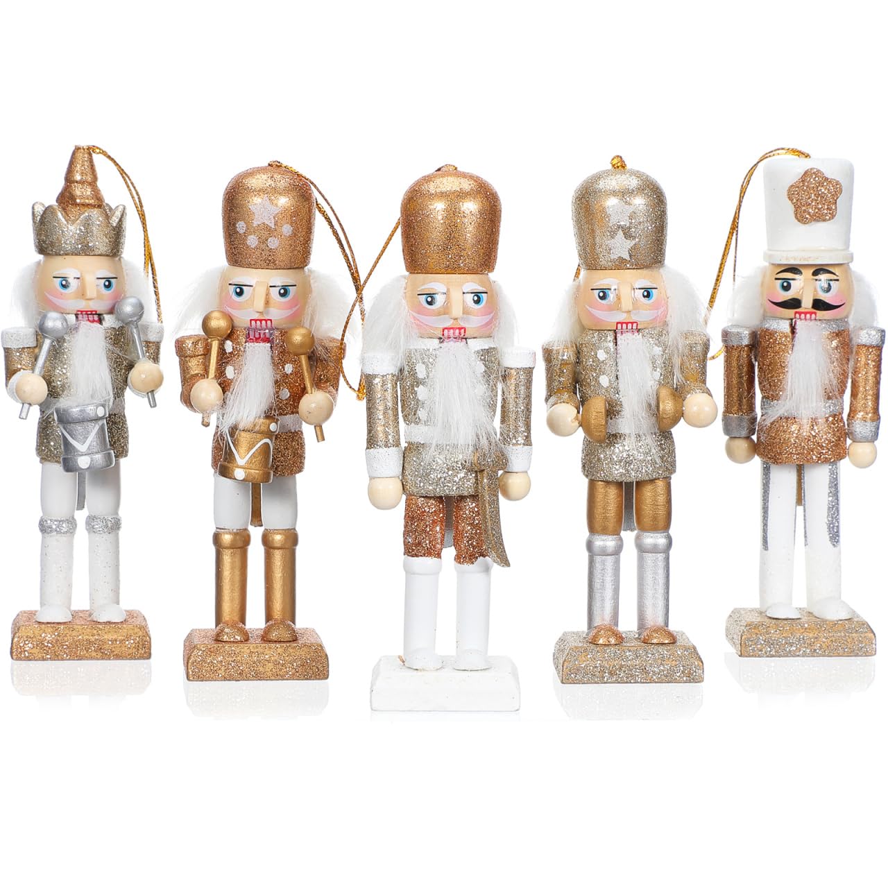 

Gadpiparty Set of Wooden Christmas Cavalry Nutcracker Traditional Tree Soldier Pendants for Christmas Trees 5-Piece 13.5cm Figurines, Ornaments,