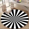 1pc Black White Sunburst Pattern Office Round Area Rug, Indoor Mat Suitable ForOffice, Under Office Chairs Bedroom Living Room Home Decor D105