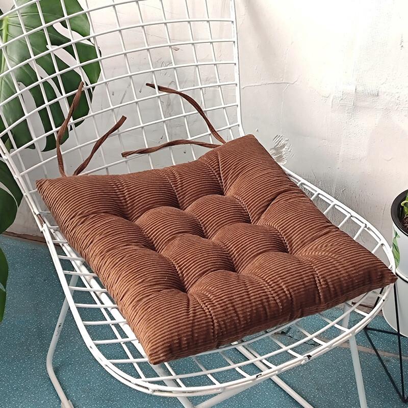 Corduroy Chair Cushion With Strap Solid Color Office Chair Cushion Soft Comfortable Butt Cushion Living Room Sofa Floor Cushion
