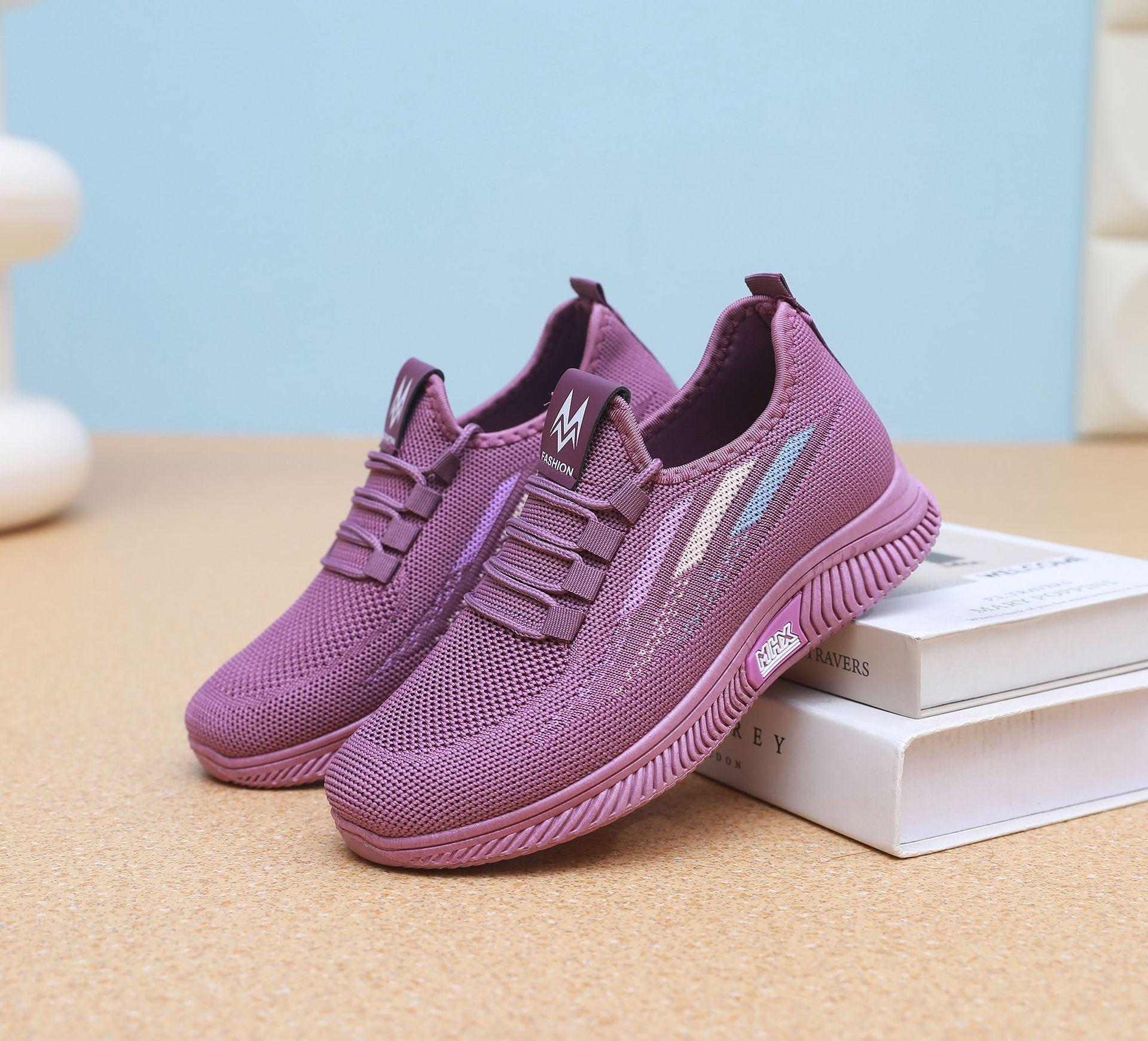 

Обувь женская новая на мягкой подошве повседневная спортивная женская обувь дышащая одинарная обувь из сетки с плетением, кроссовки женские 40 фиолетовый