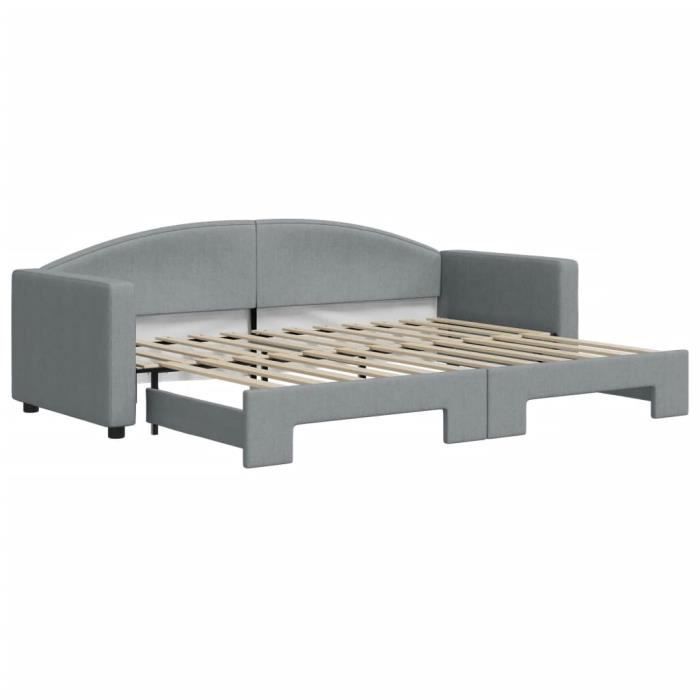 VidaXL Lit de jour avec lit gigogne gris clair 80x200 cm tissu 3197183