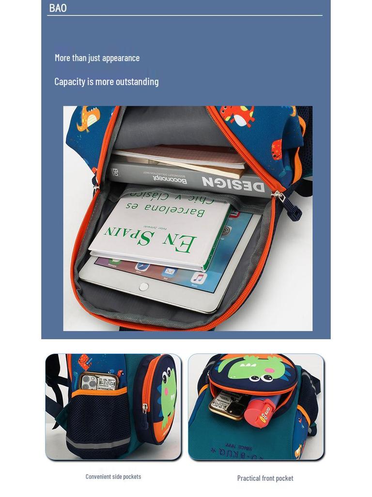 Cartoon Dinosaur Backpack for Kids Aged 3-6: Lightweight and Perfect for Kindergarten and Primary School Students