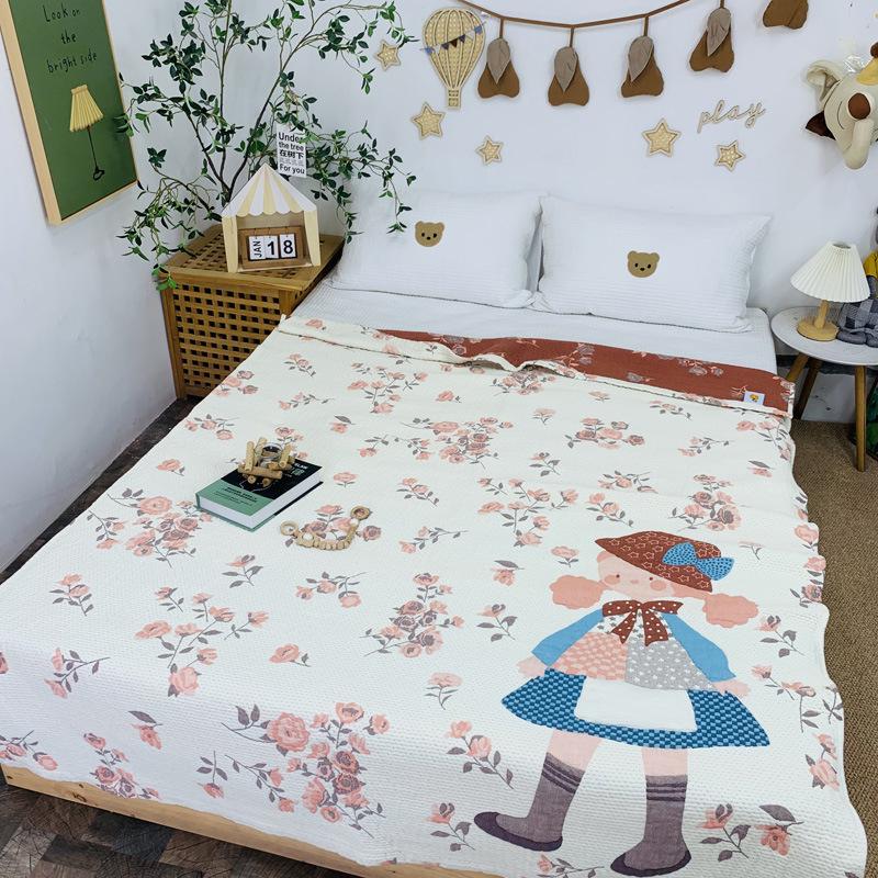 Korean Comfort: Cotton Gauze Jacquard Blanket - Single Adult Towel Blanket, Skin-Friendly & Breathable 150*200cm