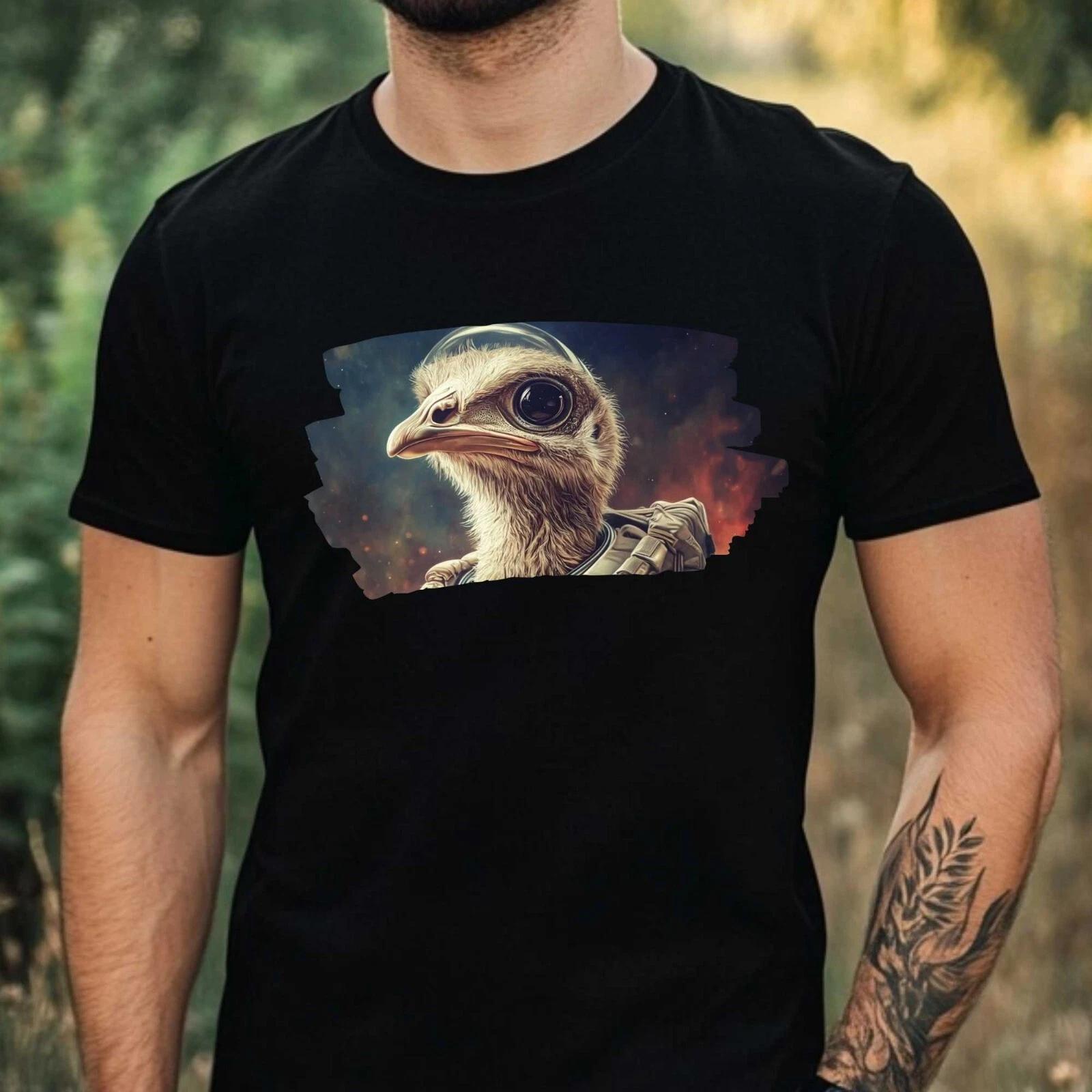 T-Shirt Herren Strauß als Astronaut Motiv Baumwolle Größe XS bis 5XL L