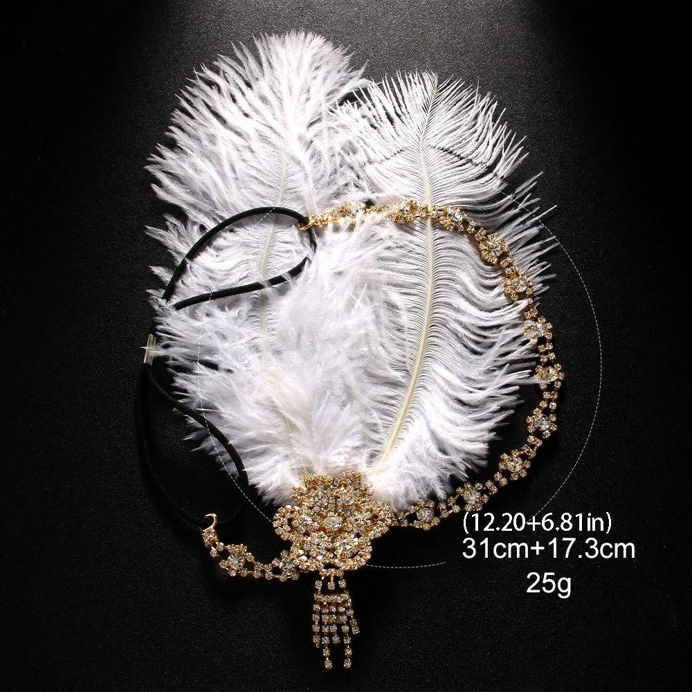 Vintage Feather Headband Sequin Crystal Cosplay Dress Headwear Makeup Party Tassel 1920s Hair Accessories Bridal Headdress
