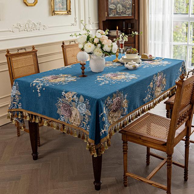 Europeisk Jacquard Bordtrekk Rektangel Firkantet Luksus Duk Dusk Til Kjøkken Spise Fest Jul Borddekorasjon