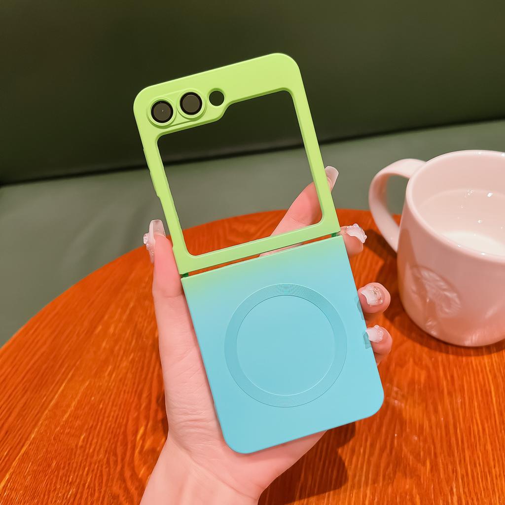 Samsung ZFlip7 Liquid Magnetic Suction Mobile Phone Case Suitable for Flip5 Gradient Soft Shell ZFlip6 Lens Film Full Inclusive Tpu