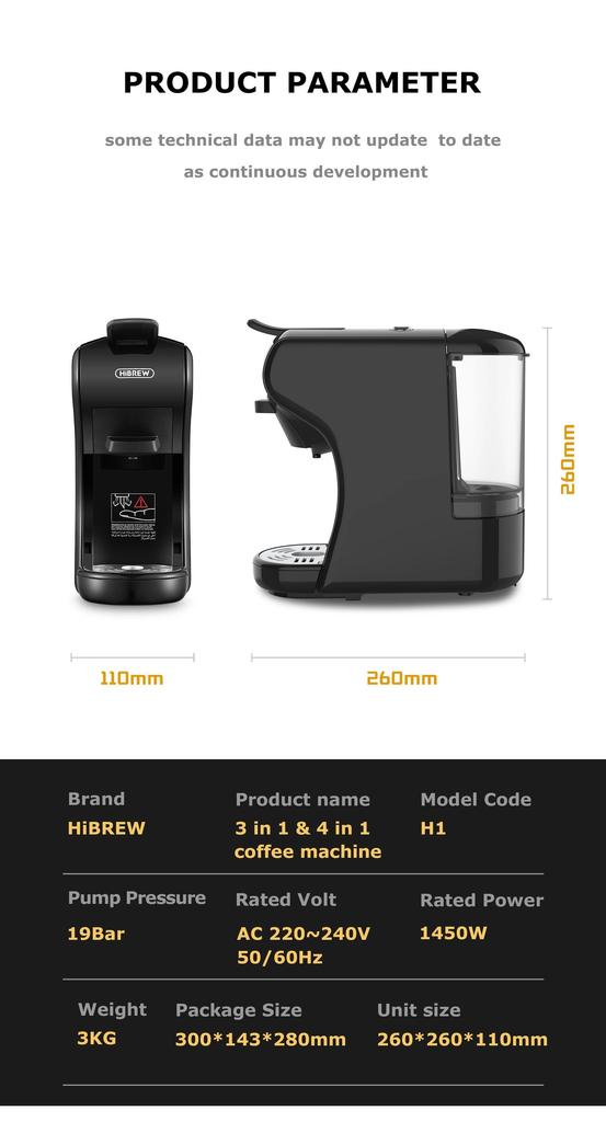 H1A 220V Coffee Machine Espresso Cold and Hot Extraction Compatible Multi-capsule Small