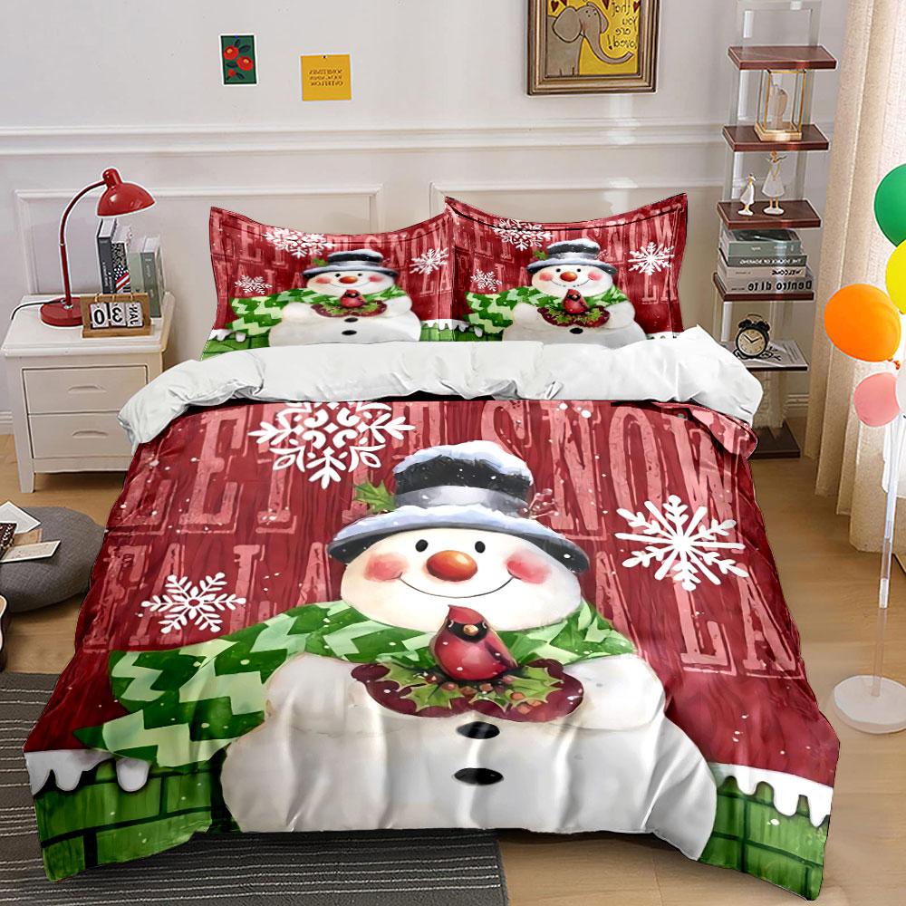 Let It Snow Snowman Set Bedding Duvet Cover Set Duvet Cover Pillowcases (1*Duvet Cover 2*Pillowcases, without duvet insert)