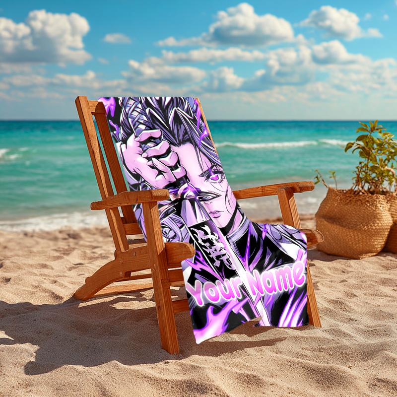 1PC Custom Name "Powerful Warrior's Journey" Beach Towel Highly Absorbent And Sand-Resistant Towel for Swimming, Pool, Yoga, And Travel Lightweight