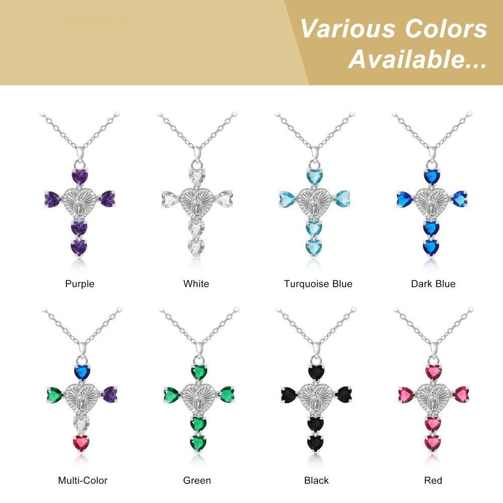 Gold & Silver Plated Religious Necklace Heart Cubic Crystal Chain Necklace for Women