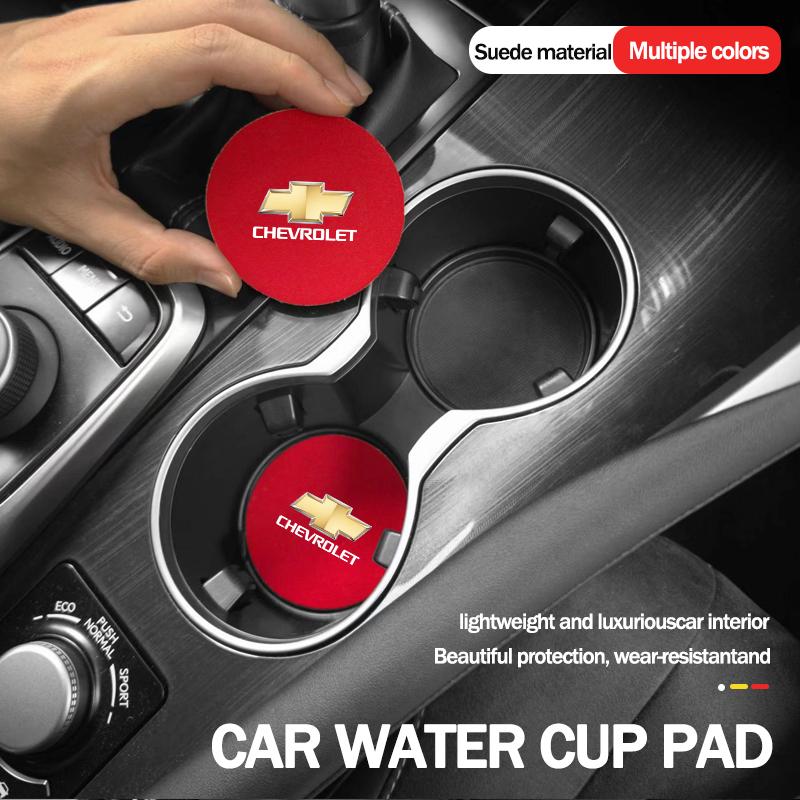2Pcs Car Coaster Suede Mat Water Cup Anti-slip Pad Auto Interior For Chevrolet Aveo Matiz Equinox Camaro Colorado Cobalt Beat SS