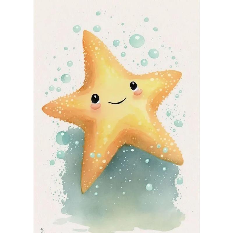 Different Styles Of Cute Starfish Sea Wall Art Canvas Painting Cartoon Colors Poster Wall Pictures Home Decor For Living Room