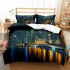 Cityscapes King Queen Duvet Cover Tall Buildings Landscape Bedding Set Busy Traffic View Quilt Cover Polyester Comforter Cover