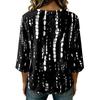 Women's Casual Floral Print Round Neck Three Quarter Sleeve Linen Cotton Blouse Lightweight Loose Fit Top for Everyday Wear