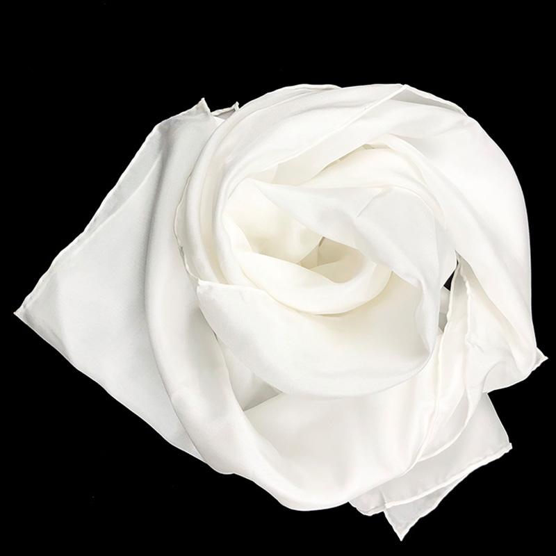 100% reine Seide Unifarben Weiß 8mm Habotai Handgerollt Damen Langer Seidenschal zum Malen und Färben