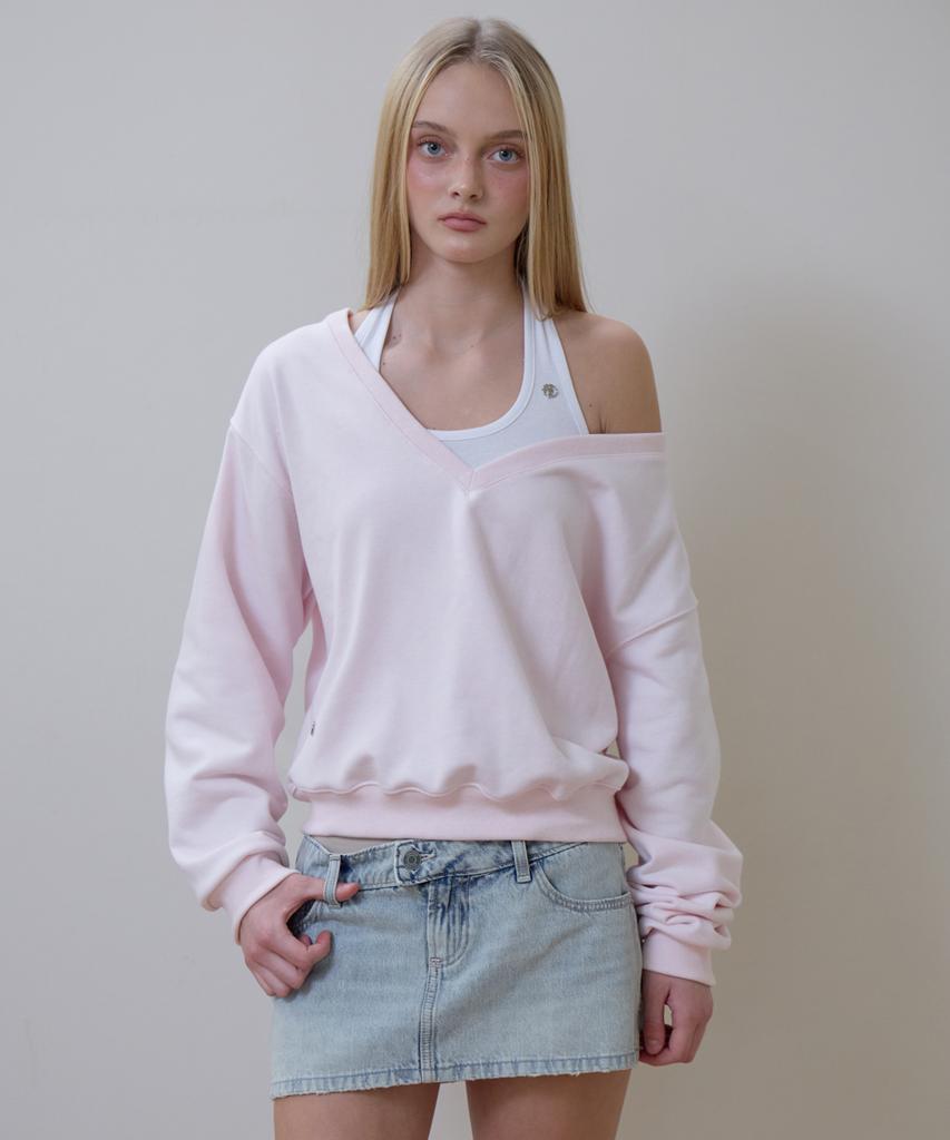 Rosefranz Deep V-Neck Sweatshirt [Pink]