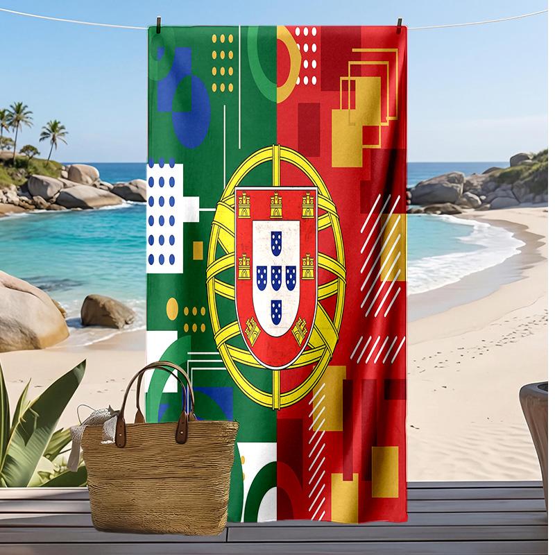 Portugal Football Print Beach Towel Quick Dry Super Absorbent Soft Bath Towel for Swimming Beach Travel Fan Souvenir Gift