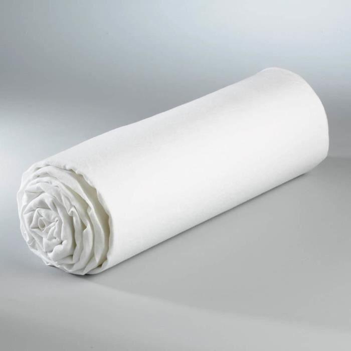 Drap Housse - Blanc - 160x200 cm - 30 cm de Bonnet - 100% Coton - Lavable à 30°