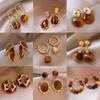 Maillard Retro Coffee Earrings Vintage Hong Kong Luxury Studs Chic Versatile Accessories for Women