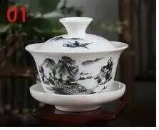 Chinesische Traditionen Gai Wan Teeservice Bone China Teeservice Dehua Gaiwan Tee Porzellankannenset für unterwegs Schöner und einfacher Wasserkocher