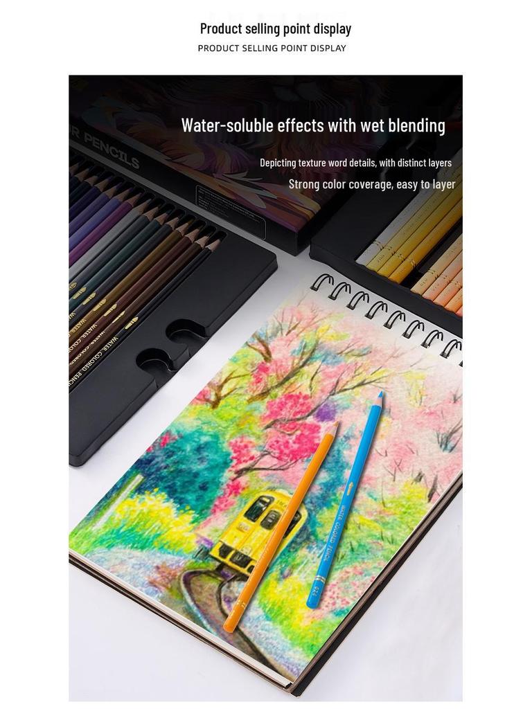 Water-Soluble Colored Pencil Set: 48-72 Colors for Professional Doodling and Hand-Painting