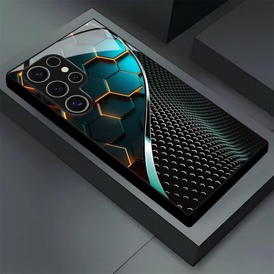 Creative Honeycomb Wood Pattern Glass Phone Case For Samsung Galaxy S26 S25 S24 S22 S23 Ultra S21 S20 Plus 5G Frosted Full Cover