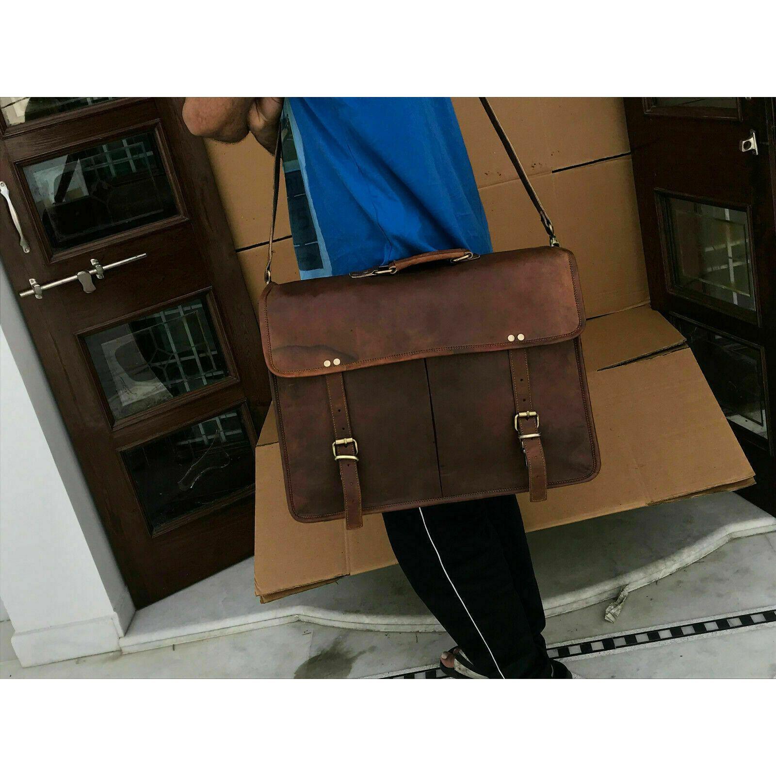 Сумка-портфель для ноутбука из натуральной прочной кожи — фото 7