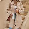 Women S Long Loose Plush Coat Lapel Single Breasted Winter