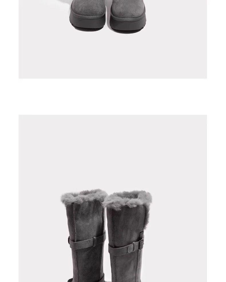 Women's Mid-Calf Gray High-Top Snow Boots 2025 - Thick-Soled, Velvet-Lined Winter Footwear