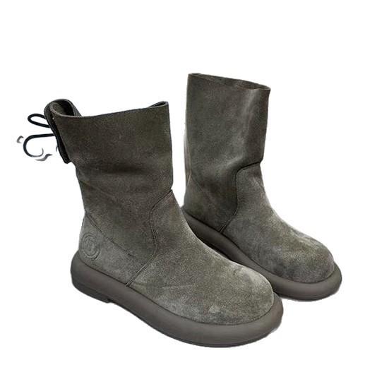 Korean version of thick-soled Martin boots for women 2025 autumn new British style small man height increase short boots versatile Martin boots for w